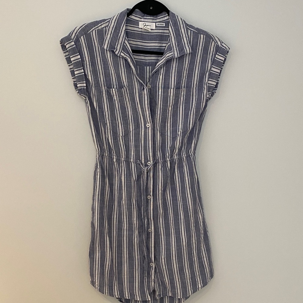 Japna Blue and White Striped Cotton Summer Dress